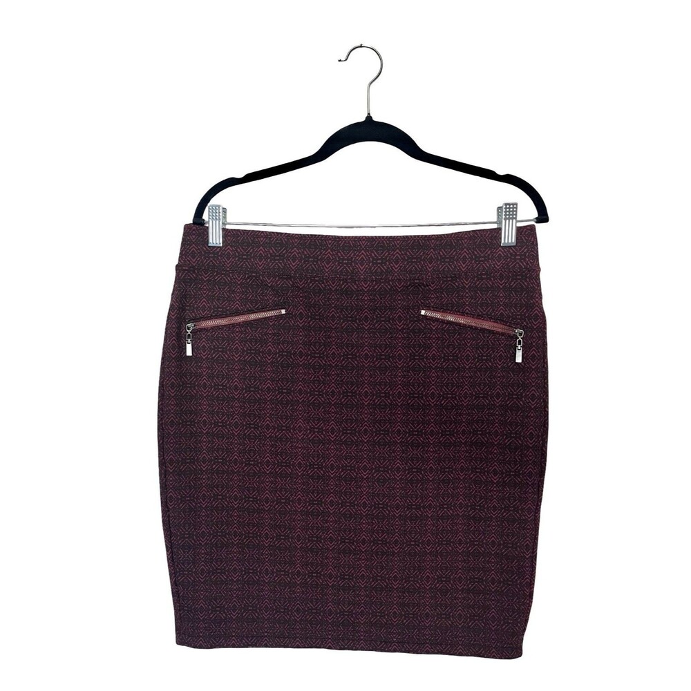 Liverpool Jeans Company Skirt Women’s 10 Port Wine Geometric Stretch Pencil